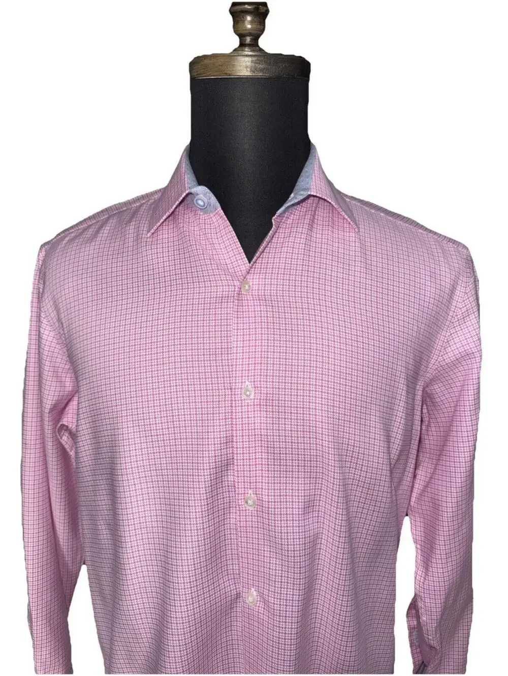 TAILORBYRD Men’s Cotton Non-Iron Trim Fit Shirt In Pink Check-Size 15.5|Medium - Picture 4 of 13